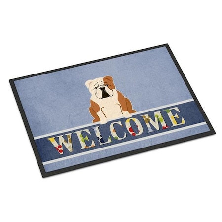 Carolines Treasures Carolines Treasures BB5706MAT 18 x 27 in. English Bulldog Fawn White Welcome Indoor or Outdoor Mat BB5706MAT